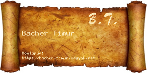 Bacher Timur névjegykártya